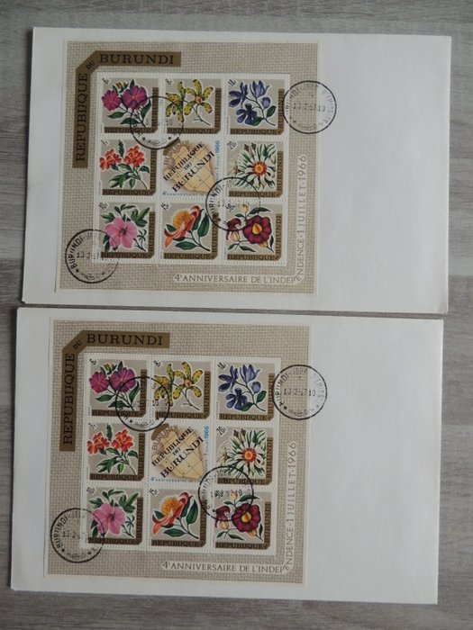 Burundi 1967 - Blomster - Hele blokke X 2 takkede - Ikke takkede - FDC