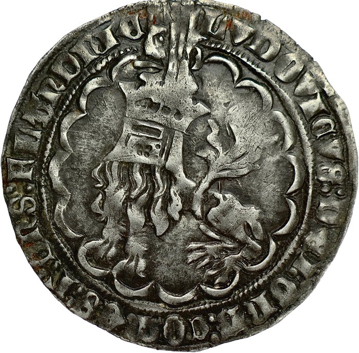 . Lodewijk II van Male / Louis II of Male. Dubbele Groot Botdrager Fourth Emission - Gravensteen Mint (Ghent) - n.d. (1373-1377) - mm. mark: clover