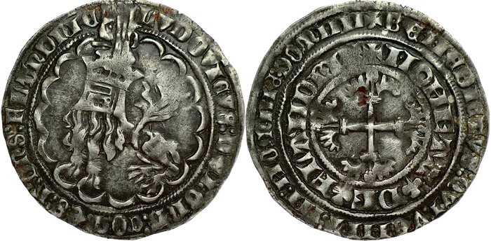 . Lodewijk II van Male / Louis II of Male. Dubbele Groot Botdrager Fourth Emission - Gravensteen Mint (Ghent) - n.d. (1373-1377) - mm. mark: clover