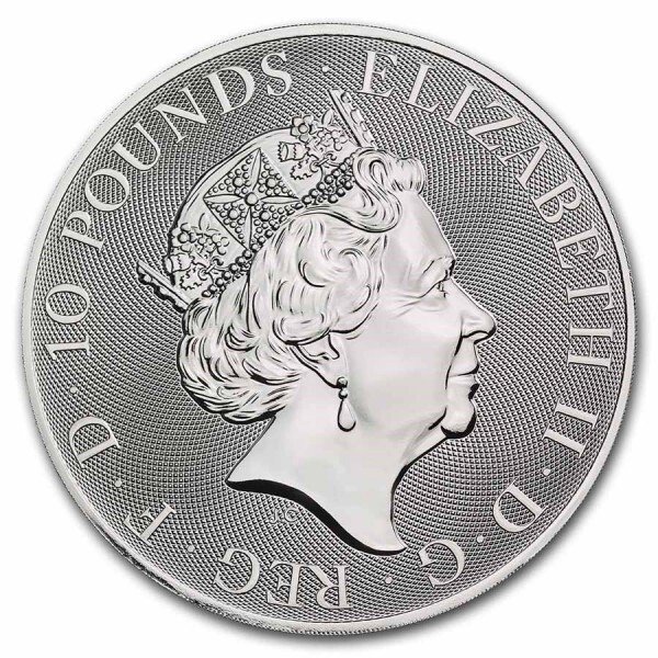 Storbritannien. 2022 10 oz £10 GBP UK Silver Queen's Beasts Greyhound BU