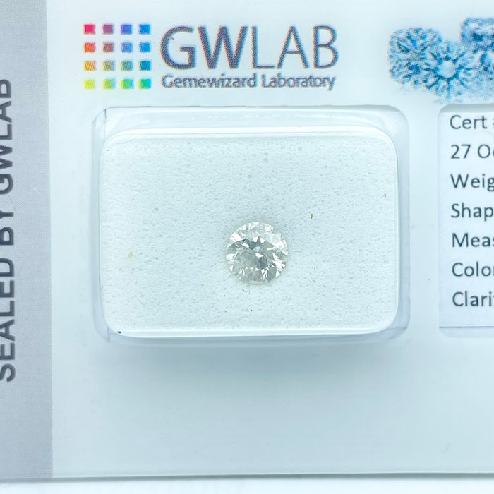 Ingen mindstepris - 1 pcs Diamant  (Natur)  - 0.51 ct - Rund - H - SI3 - Gemewizard Gemological Laboratory (GWLab)