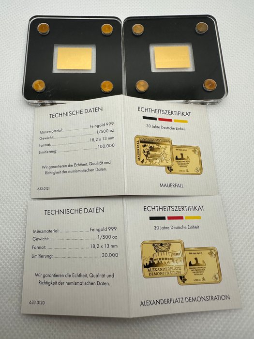 Tyskland. Gold Bar ND 2x1/500 Oz (.999)  (Ingen mindstepris)