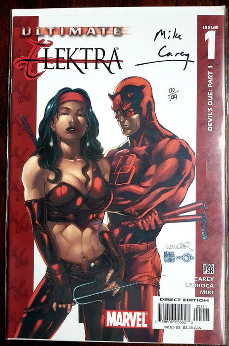 Ultimate Elektra #1 - Signed by Mike Carrey + COA and seal sticker - 1 Signed comic - Første udgave - 2004