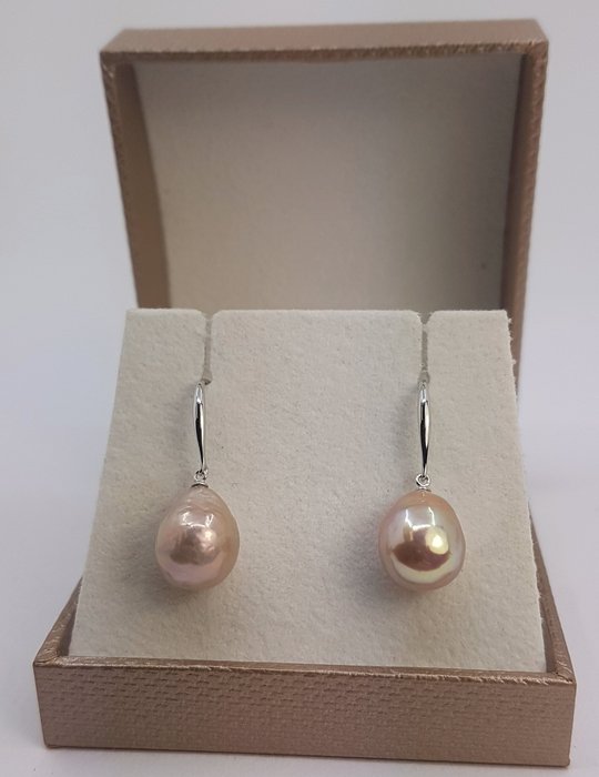 Ingen mindstepris - Øreringe - 14 karat Hvidguld - 9x10 mm Edison Pearls