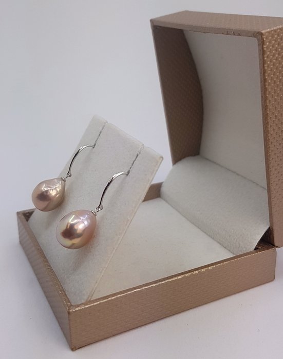 Ingen mindstepris - Øreringe - 14 karat Hvidguld - 9x10 mm Edison Pearls