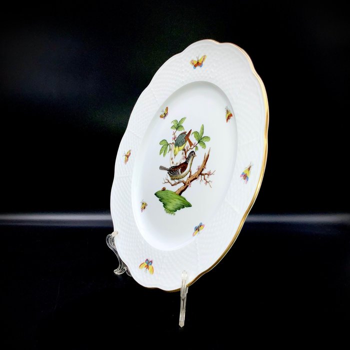 Herend, Hungary - Exquisite Charger Plate (29 cm) - "Rothschild Bird" Pattern - Tallerken - Håndmalet porcelæn