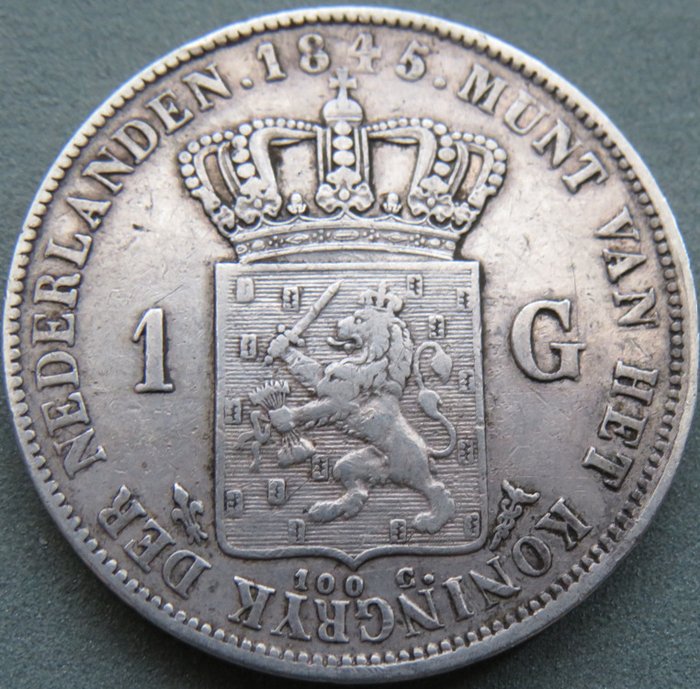 Holland. Willem II (1840-1849). 1 Gulden 1845a  (Ingen mindstepris)