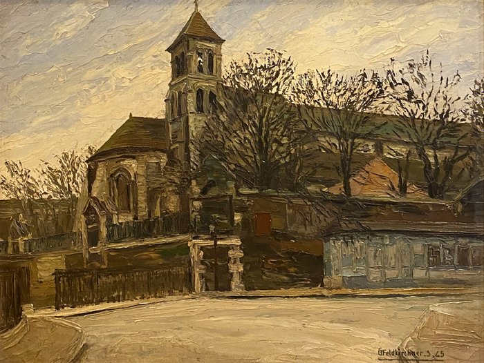 Georges Feldkirchner (1885-1952) - L'Eglise Saint Pierre de Montmartre (Hiver, 1945)