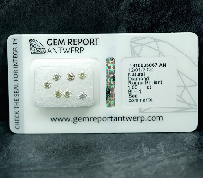 7 pcs Diamant  (Natur)  - 100 ct - I1 SI1 - Gem Report Antwerp (GRA)