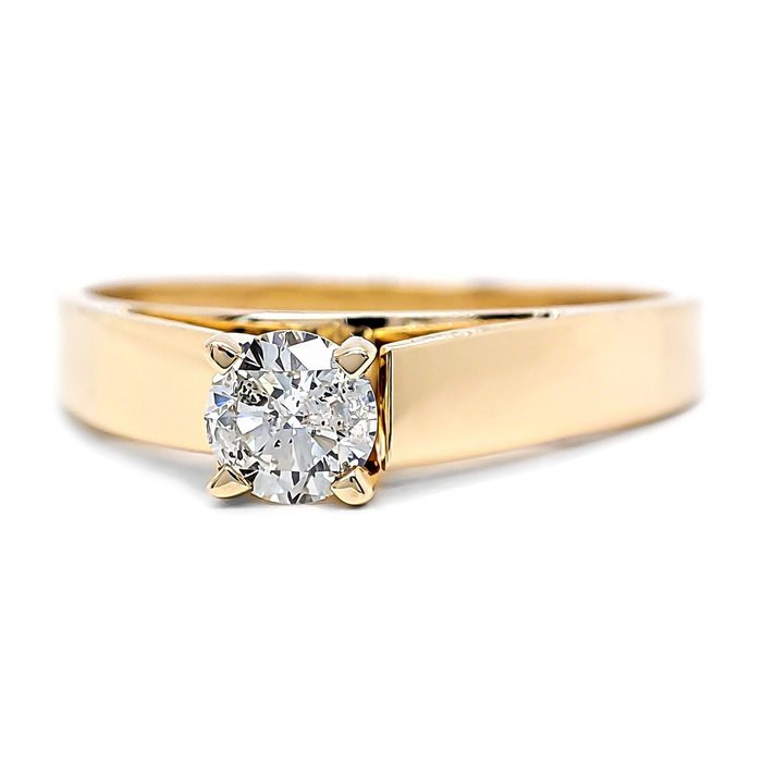 Ring - 14 karat Gulguld -  0.26ct. tw. Diamant (Natur)