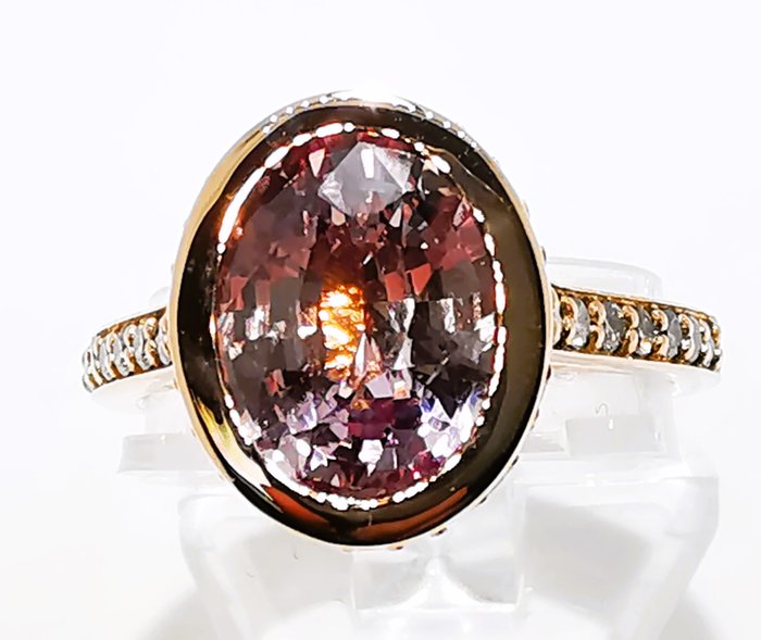 Ring - 18 kraat Rosaguld Safir-padparadscha