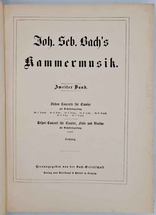 Johann Sebastian Bach - Sieben Concerte für Clavier mit Orchesterbegleitung (Partitur / Gesamtausgabe) - 1869