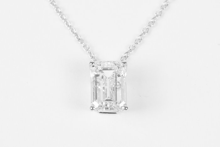 Ingen mindstepris - Kæde - 18 kraat Hvidguld -  7.02ct. tw. Diamant (Laboratoriedyrket) - Emerald F-VVS2