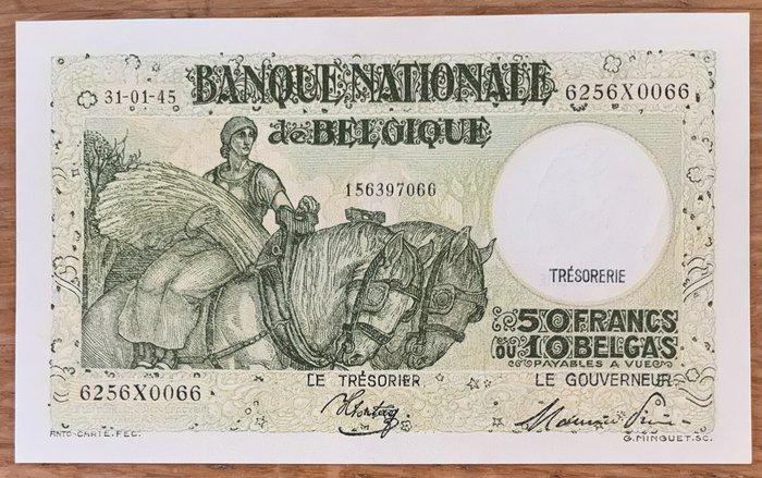 Belgien. - 50 Francs 1945 - Pick 106  (Ingen mindstepris)