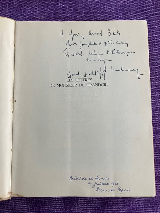 Gesigneerd Clement Morraye Leo Larguier/ Nojorkanz Jeanne Coussens - Les lettres de monsieur de Grandcru / Au café de l’univers - 1945-1946