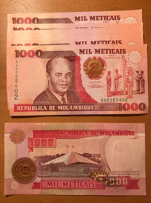 Mozambique. - 10 x 500, 1000, 5000 Metical 1991 (30 banknotes) - Pick 134, 135, 136  (Ingen mindstepris)