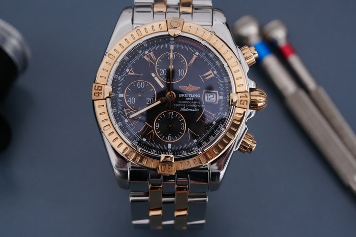 Breitling - Chronomat Evolution Two Tone Chronograph Gold Bezel - A13356 - Mænd - 2000-2010