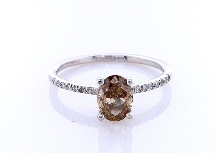 Ring - 14 karat Hvidguld -  0.93ct. tw. Diamant (Naturfarvet) - Diamant