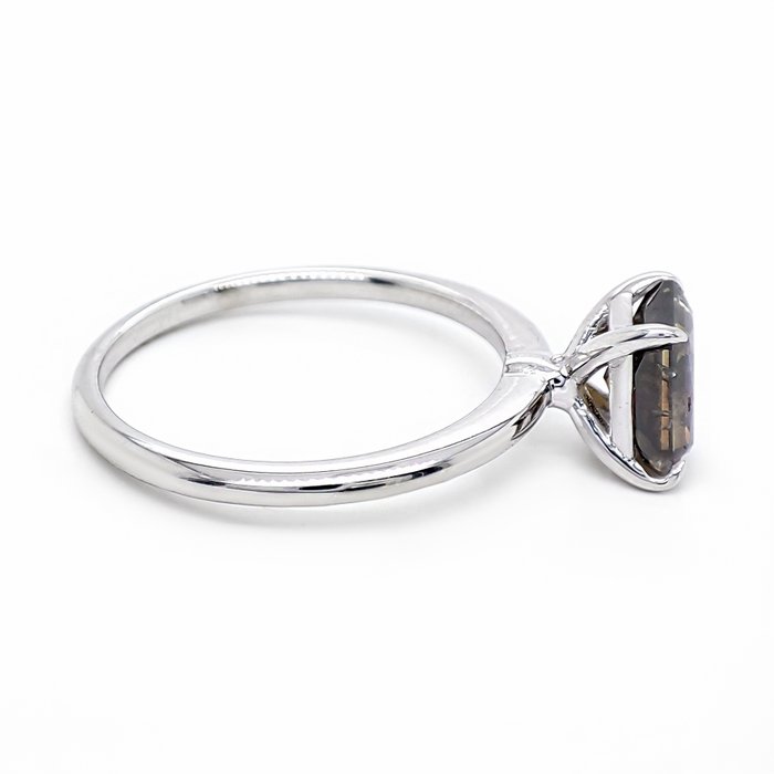 Ring - 14 karat Hvidguld -  1.28ct. tw. Grøn Diamant (Naturfarvet)