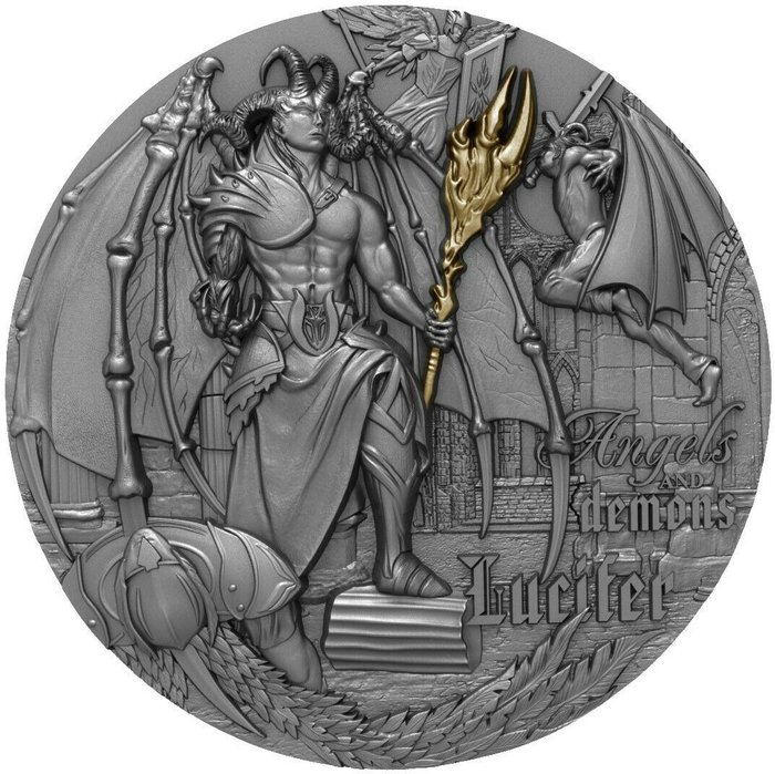 Niue. 5 Dollars 2021 Angels and Demons - Lucifer - Antique Finish, 2 Oz (.999)