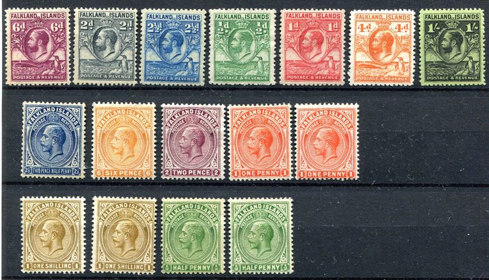 Falklandsøerne 1912/1929 - George V, Udvælgelse - SG 60-65,  116-22