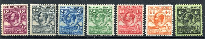 Falklandsøerne 1912/1929 - George V, Udvælgelse - SG 60-65,  116-22