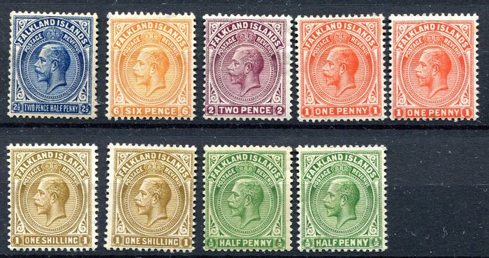 Falklandsøerne 1912/1929 - George V, Udvælgelse - SG 60-65,  116-22