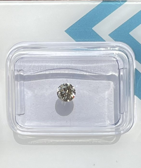 Ingen mindstepris - 1 pcs Diamant  (Naturfarvet)  - 0.35 ct - Rund - Fancy Brunlig, Grå Gul - VS2 - International Gemological Institute (IGI)