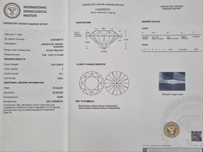 Halskæde med vedhæng - 14 karat Gulguld -  3.09ct. tw. Diamant (Laboratoriedyrket)