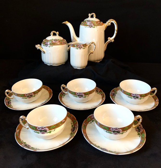 William-Guérin  Cie - Kaffesæt (13) - Limoges porcelæn - Kaffeservice