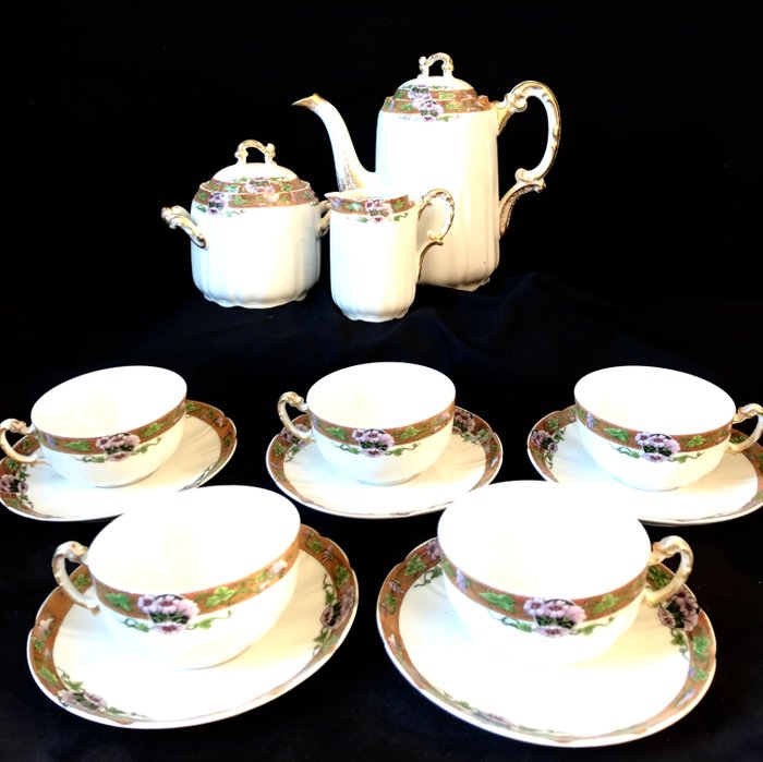 William-Guérin  Cie - Kaffesæt (13) - Limoges porcelæn - Kaffeservice