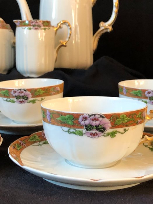 William-Guérin  Cie - Kaffesæt (13) - Limoges porcelæn - Kaffeservice