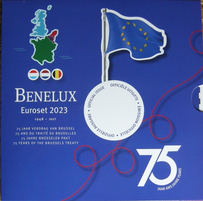 Benelux BeNeLux set 2023 "75 Jaar Verdrag van Brussel" (incl penning)  (Ingen mindstepris)