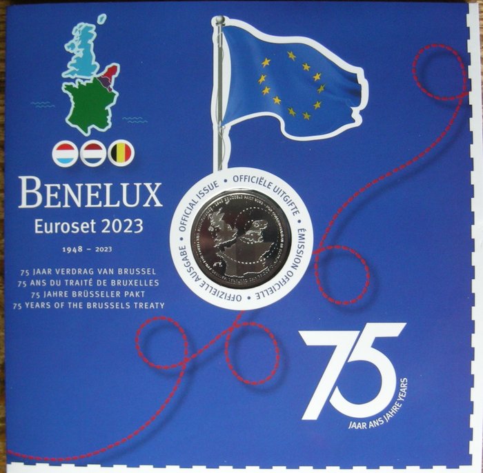 Benelux BeNeLux set 2023 "75 Jaar Verdrag van Brussel" (incl penning)  (Ingen mindstepris)