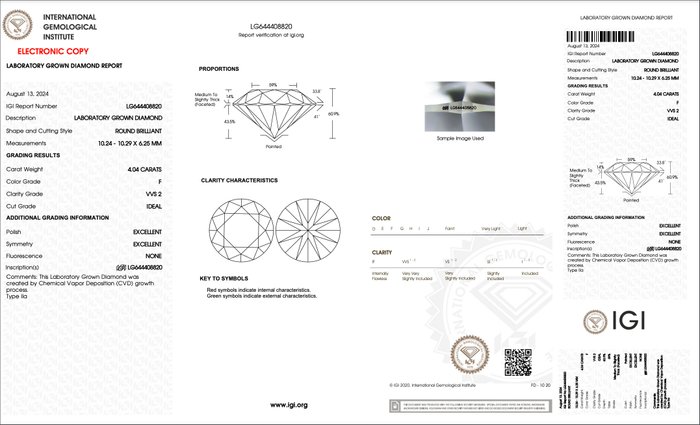 Halskæde med vedhæng - 18 kraat Hvidguld -  4.04ct. tw. Diamant (Laboratoriedyrket) - F VVS2 IDEAL