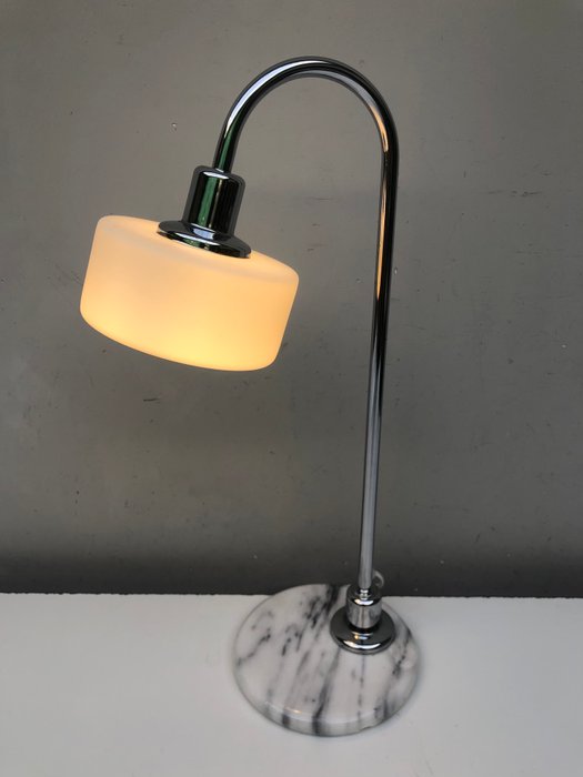 Skrivebordslampe - Forkromet Glas Marmor