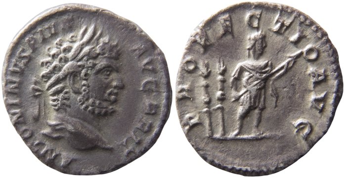 Romarriket. Caracalla (AD 198-217). Denarius minted in Rome, 210-213. PROFECTIO AVG. Scarce