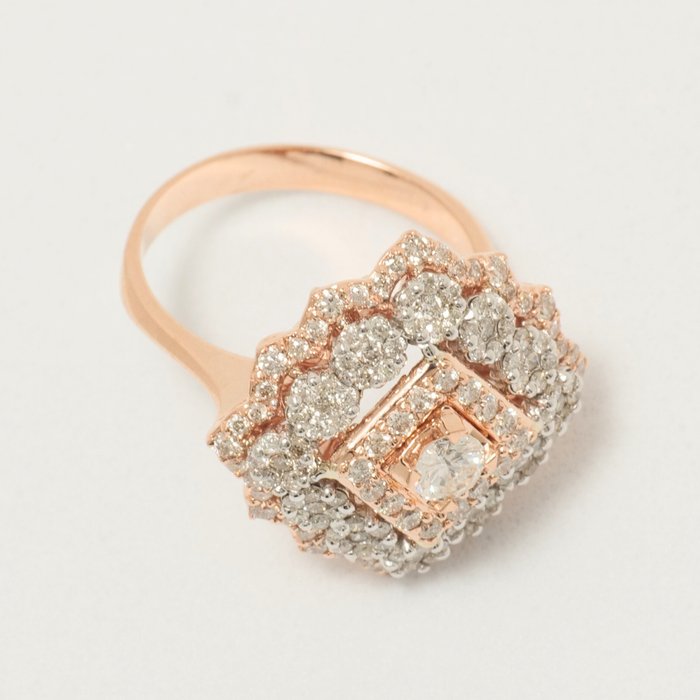 Statement-ring - 14 karat Hvidguld -  1.32ct. tw. Diamant (Natur) - Bryllups diamantring