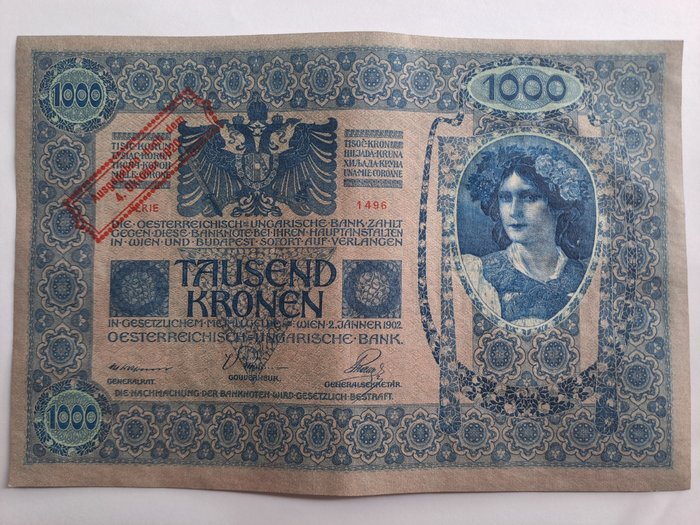 Østrig. - 4 x 1000 Kronen 1920 - Richter 199 - Overprint: "Ausgegeben nach dem 4. Oktober 1920"  (Ingen mindstepris)