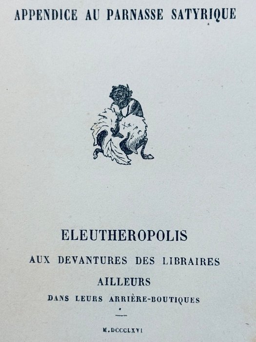 Poulet-Malassis /Baudelaire V Hugo Banville Nadar Sandhal Stéphane Mallarmé - Le Nouveau Parnasse satyrique du XIXe - 1866