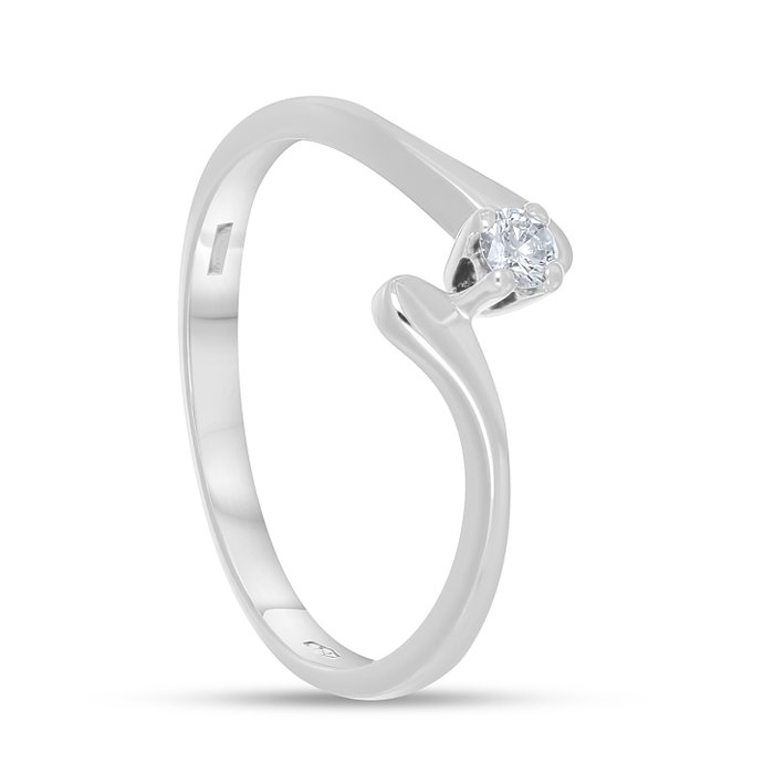 Ingen mindstepris - Ring - 18 kraat Hvidguld -  0.05ct. tw. Diamant (Natur)