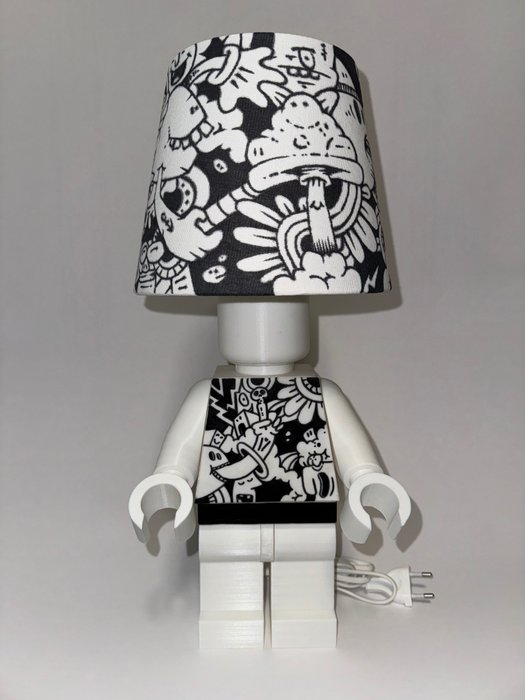 Lego - MegaFigure Lamp Handmade and HandPainted in Doodle Art Style!  Custom Item - 2020+