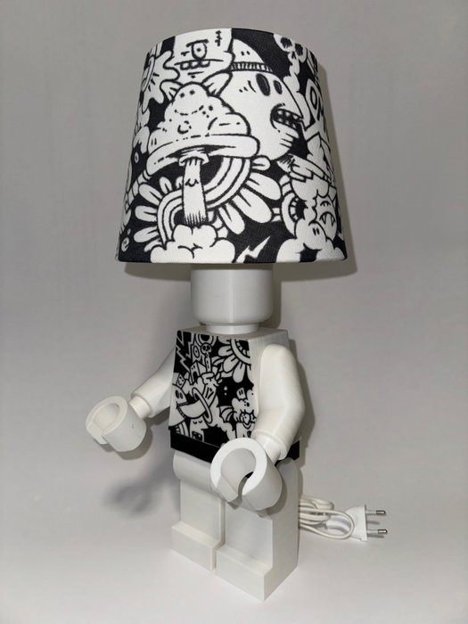 Lego - MegaFigure Lamp Handmade and HandPainted in Doodle Art Style!  Custom Item - 2020+