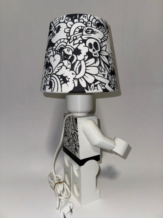 Lego - MegaFigure Lamp Handmade and HandPainted in Doodle Art Style!  Custom Item - 2020+