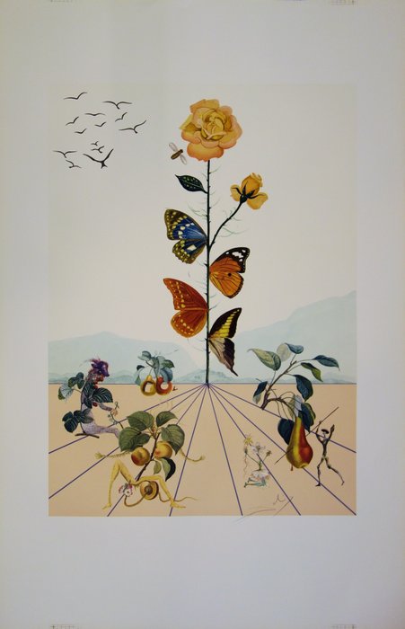 Salvador Dali (1904-1989) - Flordali II : La Rose Papillon