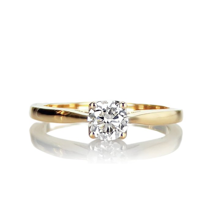 Forlovelsesring - 14 karat Gulguld -  0.42ct. tw. Diamant (Natur)