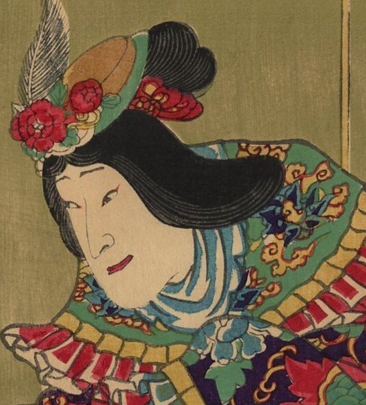 Original woodblock print - Kabuki actors  - 1871 - Toyohara Kunichika (1835-1900) - Japan -  Meiji-perioden (1868-1912)