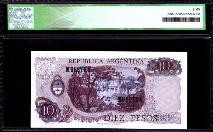 Argentina. - 10 Pesos - ND (1970) - Specimen - Pick 289s  (Ingen mindstepris)