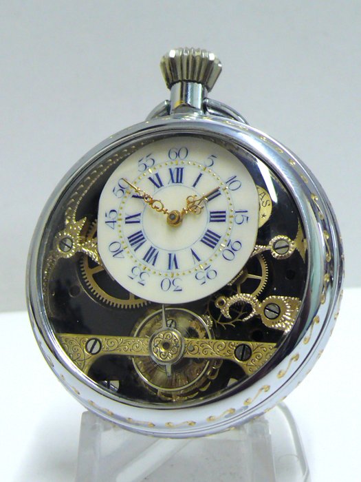 Hebdomas - 8 Days/Jours Skeleton customized pocket watch - No Reserve Price - 1901-1949