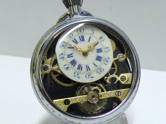 Hebdomas - 8 Days/Jours Skeleton customized pocket watch - No Reserve Price - 1901-1949